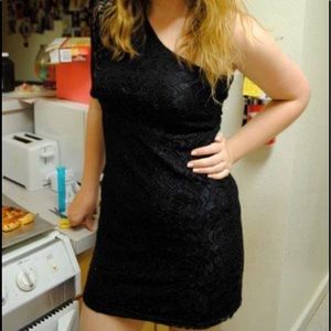 Black Lace one sleeved dress